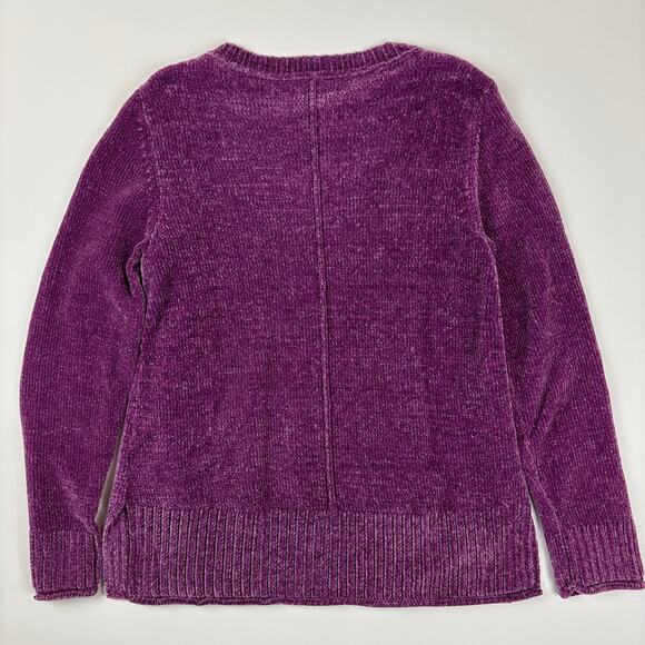 Style & Co Size Small Purple Soft Chenille Split Hem Crew Neck Pullover Sweater - Picture 8 of 10
